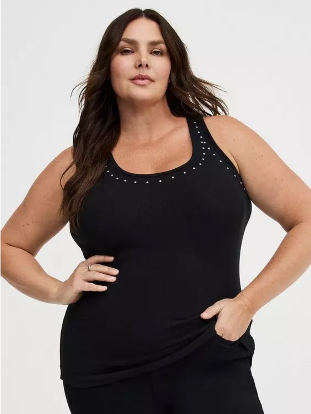 torrid Heritage Black Bling Scoop Tank Top Rhinestone 1